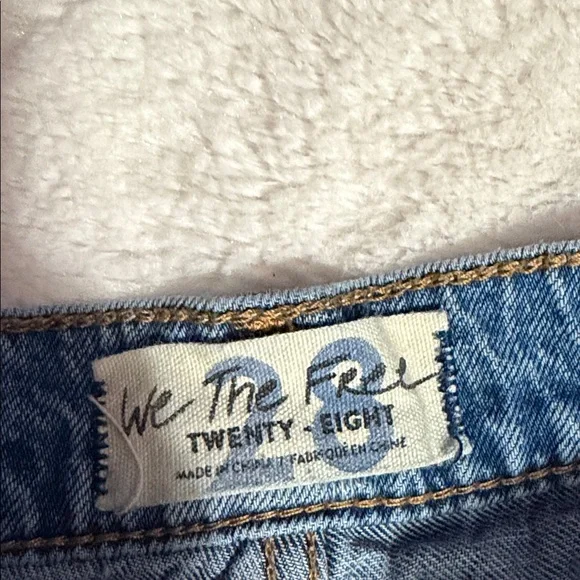 Free People We the Free Distressed Patchwork Flare Jeans Boho Festival Raw Hem - Picture 6 of 11